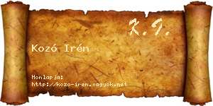 Kozó Irén névjegykártya